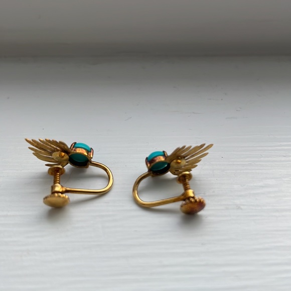 Turquoise clip-on earrings - Picture 4 of 4